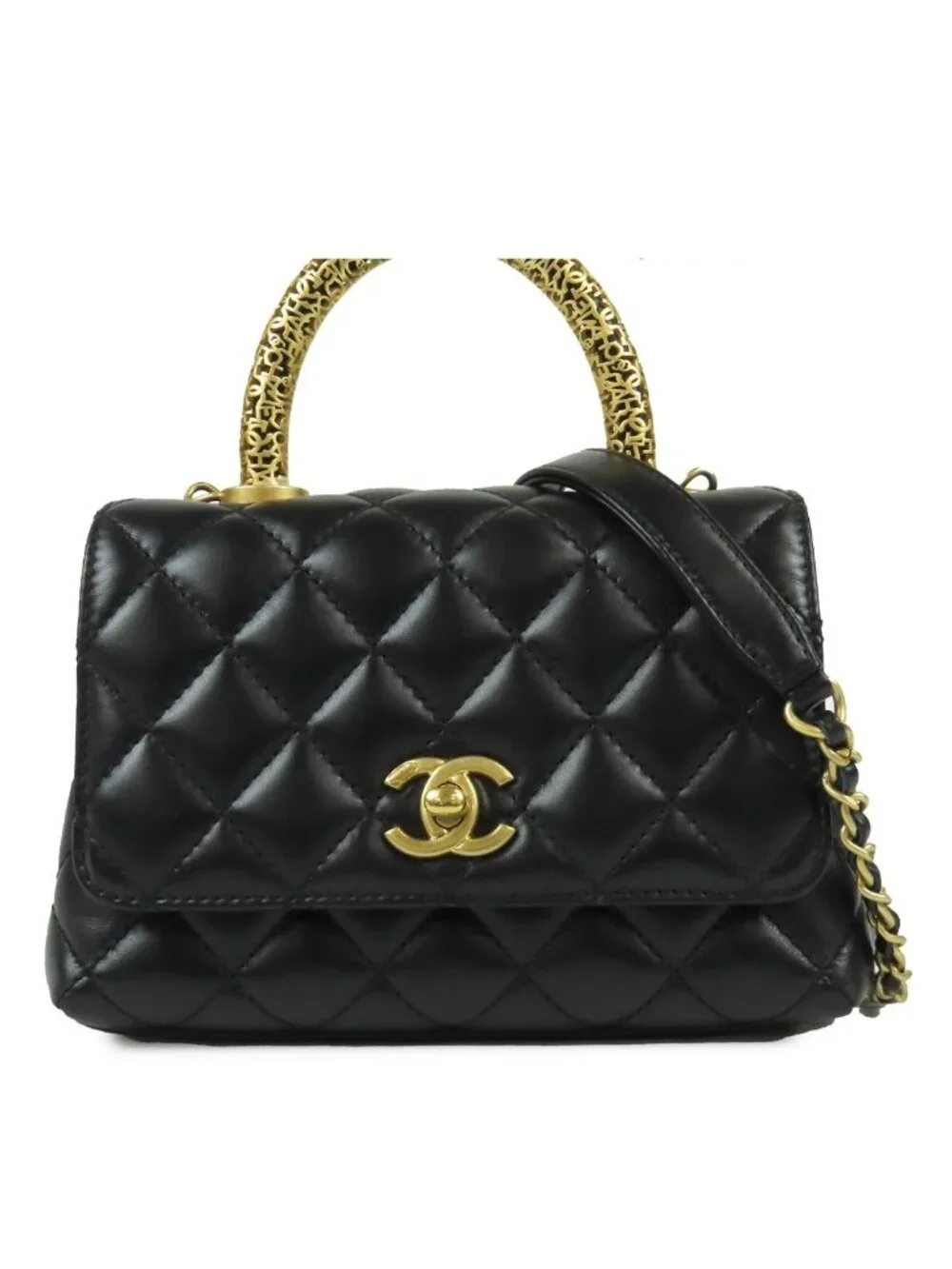 Chanel Coco Handle XS Flap Black Gold Calfskin 2-Way Shoulder Bag